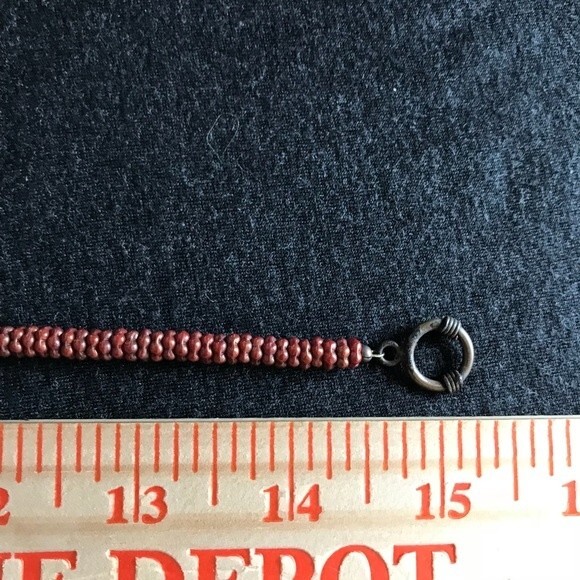 Vintage Copper Heart Choker Necklace Swarovksi Crystal Beads Approx 15” Toggle - Picture 4 of 8